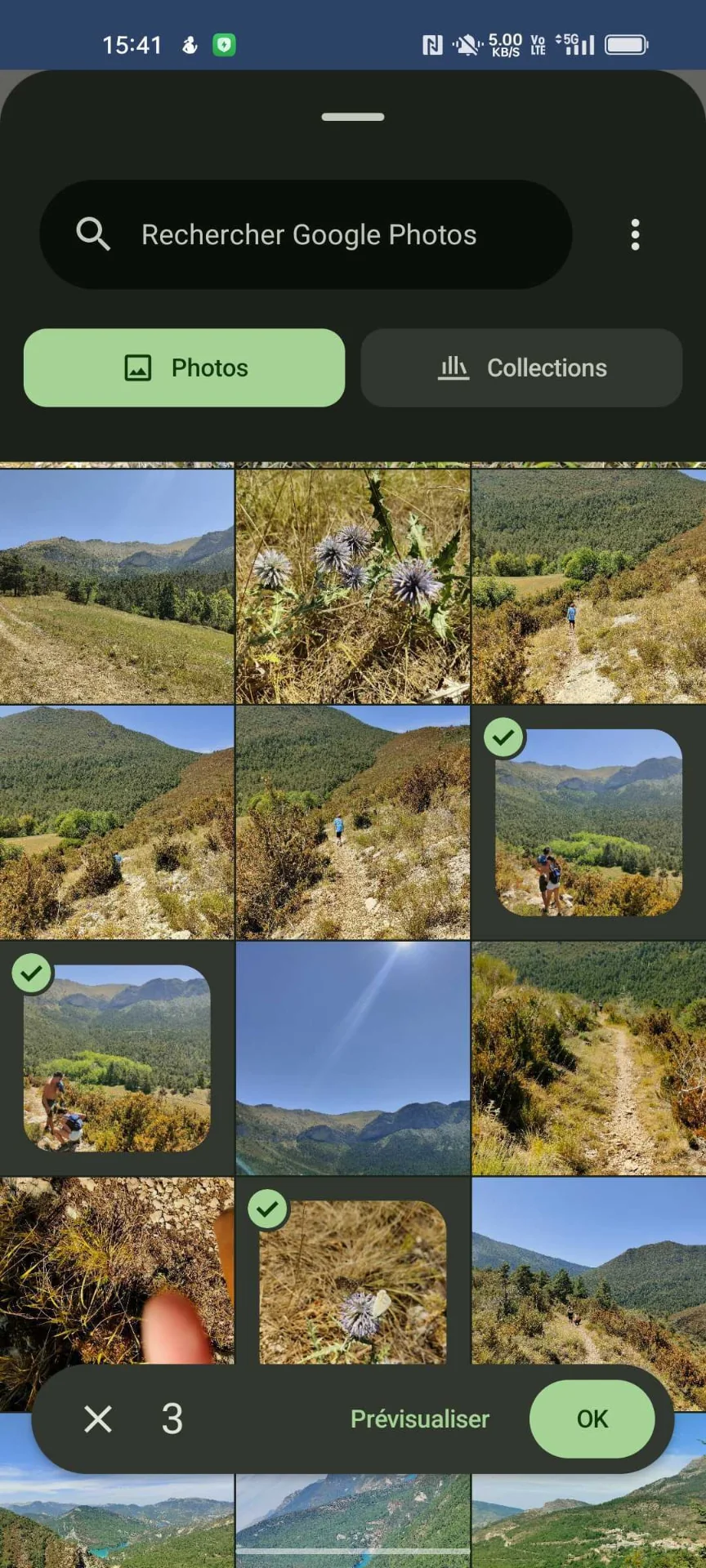 Sélection de photos depuis Google Photos dans l'app Neveo